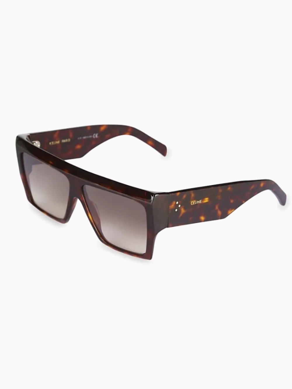 CELINE Acetate Chunky Rectangle Sunglasses CL 40092I Tortoise